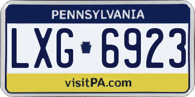 PA license plate LXG6923