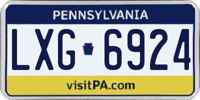 PA license plate LXG6924