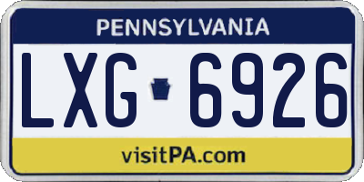 PA license plate LXG6926