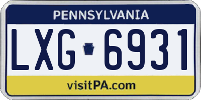 PA license plate LXG6931