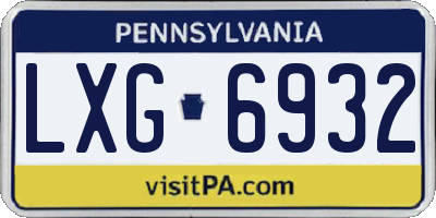 PA license plate LXG6932