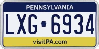PA license plate LXG6934