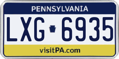PA license plate LXG6935