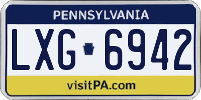PA license plate LXG6942