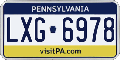 PA license plate LXG6978