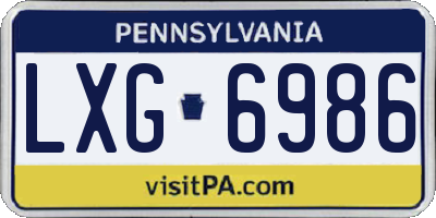PA license plate LXG6986