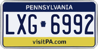 PA license plate LXG6992