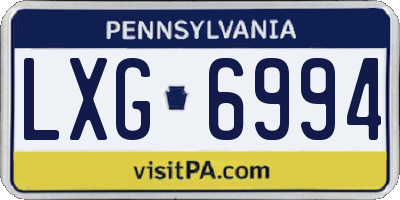 PA license plate LXG6994