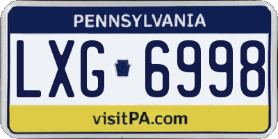 PA license plate LXG6998