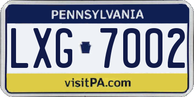 PA license plate LXG7002