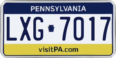 PA license plate LXG7017