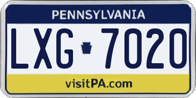 PA license plate LXG7020