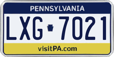 PA license plate LXG7021