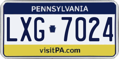 PA license plate LXG7024
