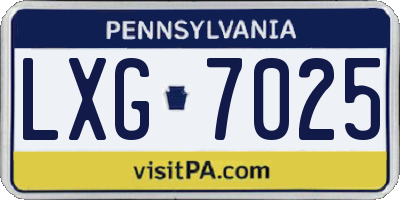 PA license plate LXG7025