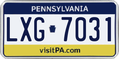 PA license plate LXG7031