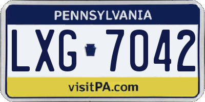 PA license plate LXG7042