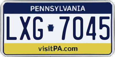 PA license plate LXG7045