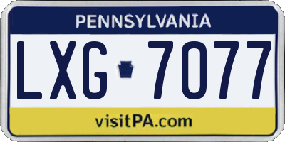 PA license plate LXG7077
