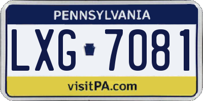 PA license plate LXG7081