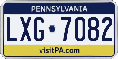 PA license plate LXG7082