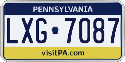 PA license plate LXG7087