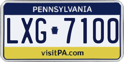 PA license plate LXG7100