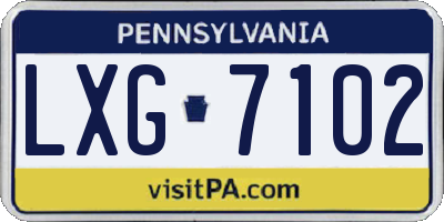 PA license plate LXG7102