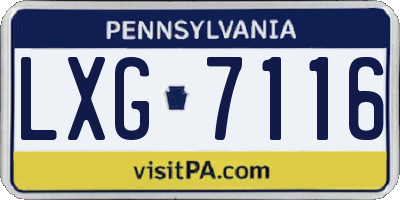 PA license plate LXG7116