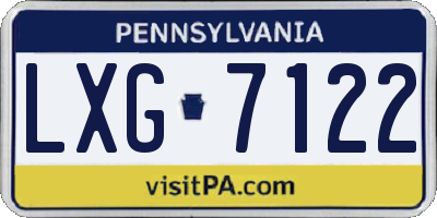 PA license plate LXG7122