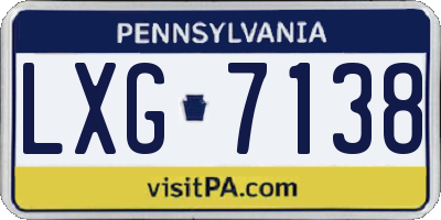 PA license plate LXG7138