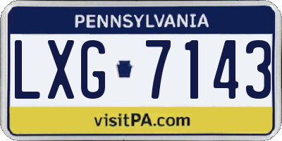 PA license plate LXG7143