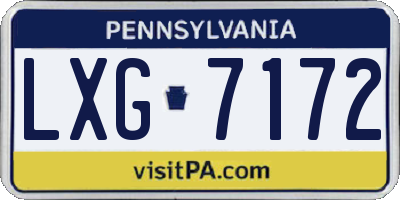 PA license plate LXG7172