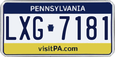 PA license plate LXG7181