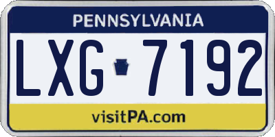 PA license plate LXG7192