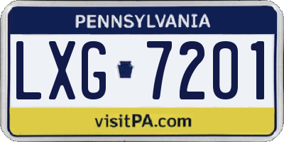 PA license plate LXG7201