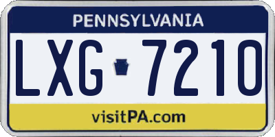 PA license plate LXG7210