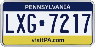 PA license plate LXG7217