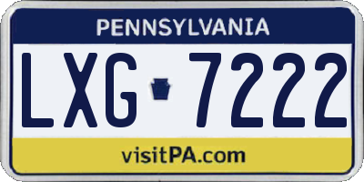 PA license plate LXG7222