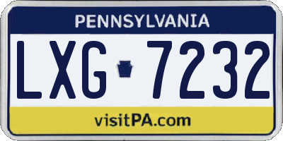 PA license plate LXG7232