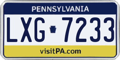PA license plate LXG7233