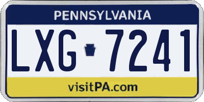 PA license plate LXG7241