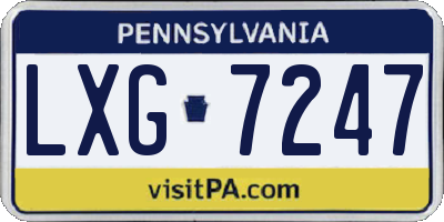PA license plate LXG7247