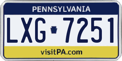 PA license plate LXG7251