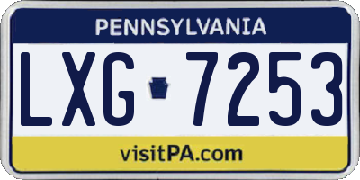 PA license plate LXG7253