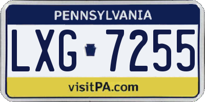 PA license plate LXG7255