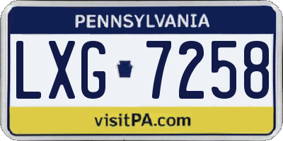 PA license plate LXG7258