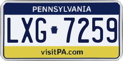 PA license plate LXG7259
