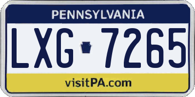 PA license plate LXG7265