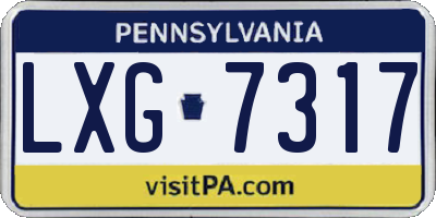PA license plate LXG7317